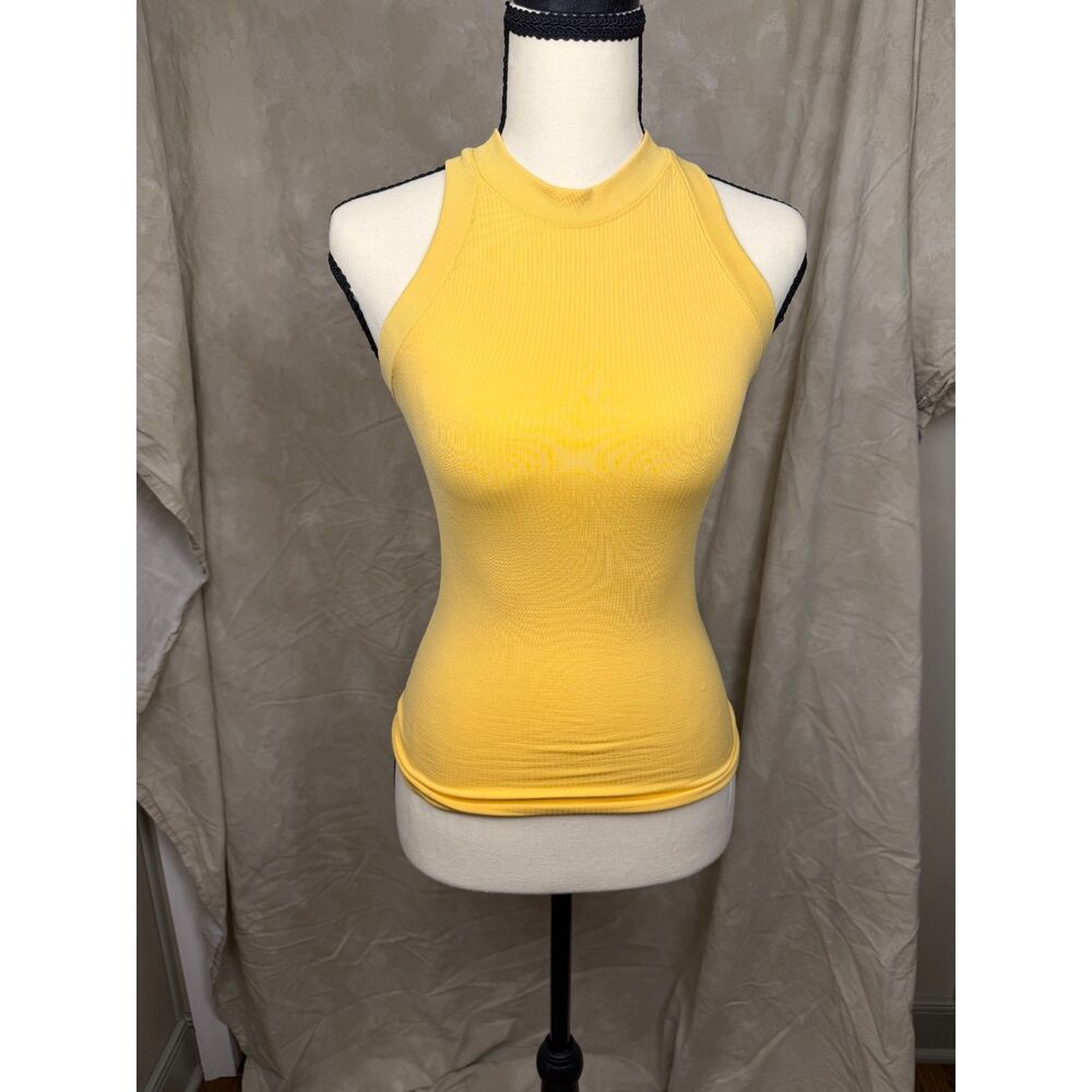 Athleta Athletic Minimalist Core Yellow Ribbed Racerback Tank Top XXS